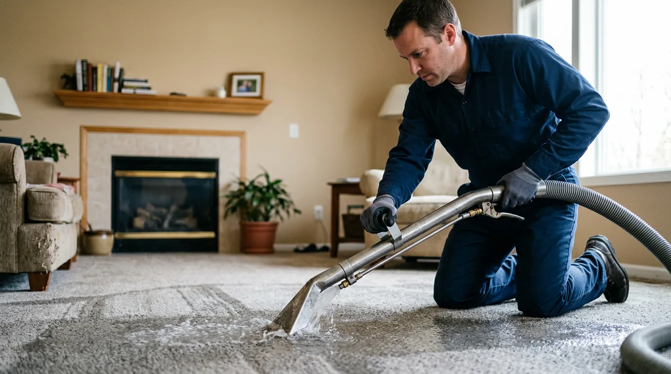 Water damage restoration technician working near Bomoseen, VT
